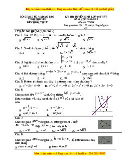 Đề thi vào 10 môn Toán tỉnh Phú Yên năm 2020