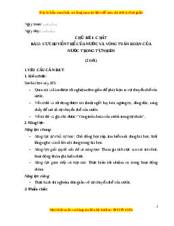 Giáo án Bài 2 Khoa học lớp 4 (Kết nối tri thức): Sự chuyển thể của nước và vòng tuần hoàn của nước trong tự nhiên