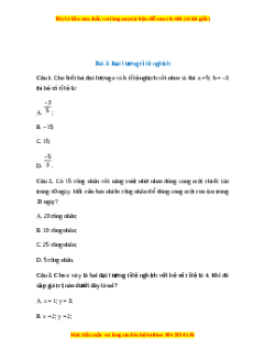 Trắc nghiệm Đại lượng tỉ lệ nghịch Toán 7 Chân trời sáng tạo