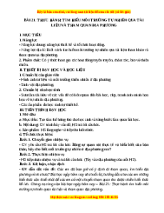 Giáo án Bài 21 Địa lí 6 Chân trời sáng tạo (2024): Thực hành tìm hiểu môi trường tự nhiên qua tài liệu và tham quan địa phương