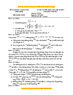 Đề thi vào 10 môn Toán tỉnh Bình Định (Hệ không chuyên) năm 2021