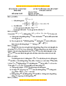 Đề thi vào 10 môn Toán tỉnh Bình Định (Hệ không chuyên) năm 2021