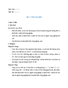Giáo án Bài 7 Địa lí 9 Kết nối tri thức (2024): Công nghiệp