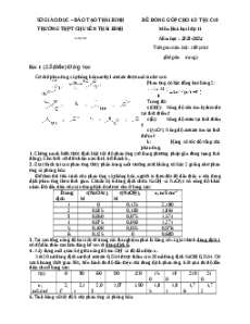 Đề thi HSG Hóa học 11 Trường THPT Chuyên Thái Bình