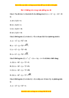 Trắc nghiệm Đường tròn trong mặt phẳng tọa độ Toán 10 Chân trời sáng tạo
