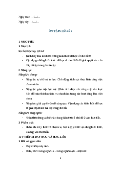 Giáo án Ôn tập chủ đề 9 (2024) Công nghệ Điện - Điện tử 12 Cánh diều