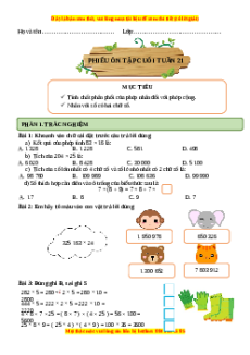 Bài tập cuối tuần Toán lớp 4 Tuần 21 Kết nối tri thức