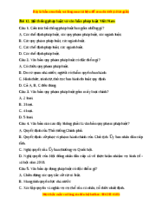 Trắc nghiệm Bài 12 KTPL 10 Kết nối tri thức: Hệ thống pháp luật và văn bản pháp luật Việt Nam