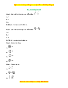 Trắc nghiệm So sánh các phân số. Hỗn số dương Toán 6 Cánh diều