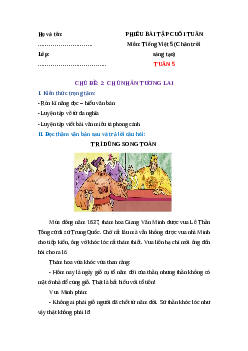 Bài tập cuối tuần Tiếng Việt lớp 5 Chân trời sáng tạo Tuần 5