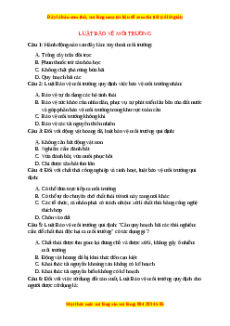 Trắc nghiệm Luật bảo vệ môi trường Sinh học 9