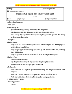 Giáo án Bài 28 Khoa học lớp 4 (Kết nối tri thức): Ôn tập chủ đề con người và sức khỏe