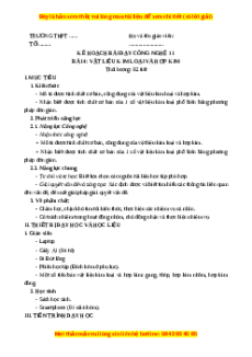 Giáo án Bài 4 Công nghệ cơ khí 11 Kết nối tri thức: Vật liệu kim loại và hợp kim