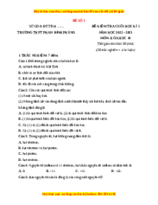 Đề thi cuối kì 1 Hóa học 10 Chân trời sáng tạo - Đề 3