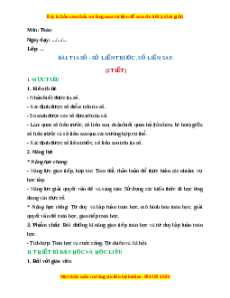 Giáo án Tia số - Số liền trước, số liền sau Toán 2 Chân trời sáng tạo