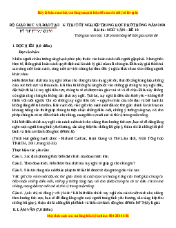 Đề Tốt nghiệp Ngữ Văn 2024 theo đề tham khảo (Đề 10)