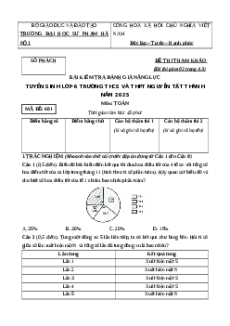 Đề thi vào lớp 6 môn Toán trường Nguyễn Tất Thành - ĐHSP Hà Nội 2025 có đáp án