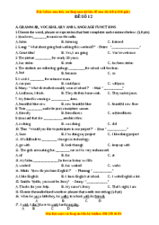 Đề thi giữa kì 1 Tiếng Anh 9 - Đề 12