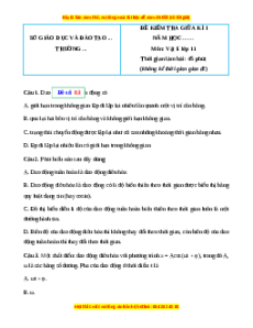 Đề thi giữa kì 1 Vật lí 11 Chân trời sáng tạo - Đề 3