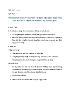 Giáo án Tính nguyên hàm và tích phân với phần mềm GeoGebra Toán 12 Kết nối tri thức