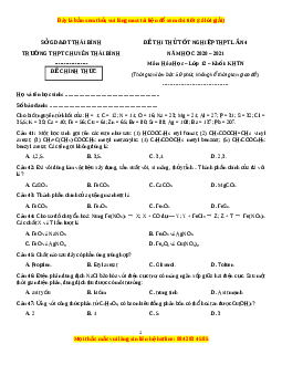 Đề thi thử Hóa Học trường Chuyên Thái Bình lần 4 năm 2021