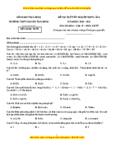 Đề thi thử Hóa Học trường Chuyên Thái Bình lần 4 năm 2021