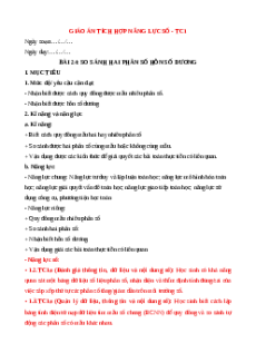 Giáo án NLS Toán 6 Kết nối tri thức Bài 24: So sánh phân số. Hỗn số dương