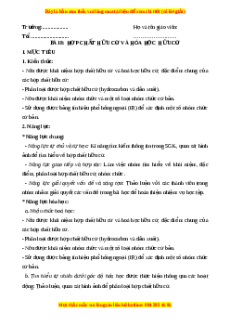 Giáo án Hợp chất hữu cơ và hoá học hữu cơ Hóa học 11 Cánh diều