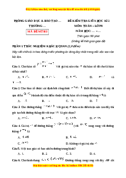 Đề thi giữa kì 2 Toán 8 Chân trời sáng (Đề 3)