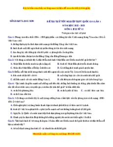 Đề thi thử Lịch sử Sở Lạng Sơn lần 1 năm 2023