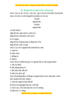 Trắc nghiệm Một số nguyên liệu KHTN 6 Chân trời sáng tạo