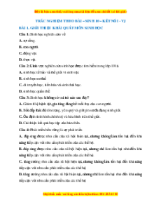 Bộ trắc nghiệm Sinh học 10 Kết nối tri thức (có đáp án)