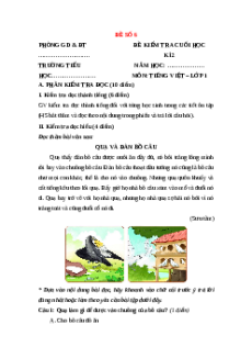 Đề thi Tiếng Việt lớp 1 Học kì 2 Cánh diều (Đề 6)