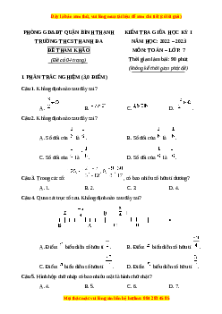 Đề thi giữa kì 1 Toán 7 Chân trời sáng tạo Trường THCS Thanh Đa - TP HCM