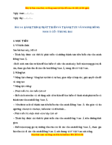 Giáo án Bài 14 Lịch sử 10 Chân trời sáng tạo (2024): Hành trình và thành tựu văn minh Đông Nam Á cổ - trung đại
