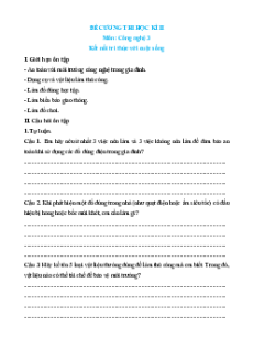 Đề cương ôn tập Học kì 2 Công nghệ lớp 3 Kết nối tri thức