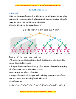 Lý thuyết Toán 10 Kết nối tri thức Bài 25: Nhị thức Newton