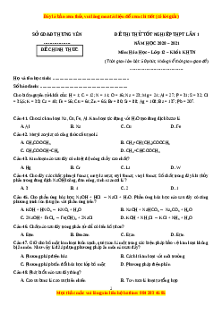 Đề thi thử Hóa Học Sở Hưng Yên lần 1 năm 2021