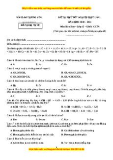 Đề thi thử Hóa Học Sở Hưng Yên lần 1 năm 2021