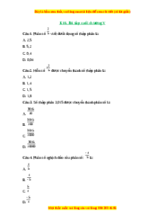 Trắc nghiệm Bài tập cuối chương 5 Toán 6 Cánh diều