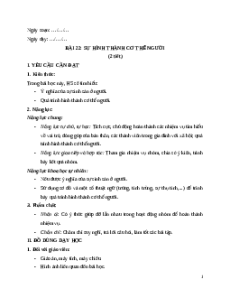 Giáo án Bài 22 Khoa học lớp 5 Kết nối tri thức: Sự hình thành cơ thể người