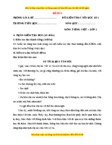 Đề thi cuối kì 1 Tiếng Việt lớp 2 Kết nối tri thức (Đề 6)