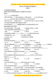 Trắc nghiệm Unit 2: Cultural diversity Tiếng Anh 12 - Mai Lan Hương