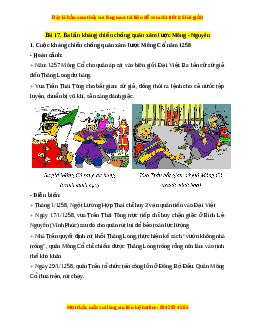 Lý thuyết Lịch sử 7 Chân trời sáng tạo Bài 17: Ba lần kháng chiến chống quân xâm lược Mông - Nguyên
