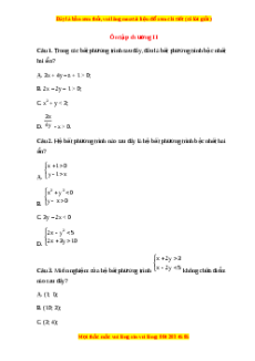 Trắc nghiệm Ôn tập chương II Toán 10 Chân trời sáng tạo