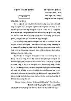 Đề thi giữa kì 1 Ngữ văn 9 Chân trời sáng tạo 2024 (Đề 8)