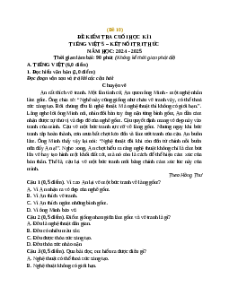 Đề thi cuối kì 1 Tiếng Việt lớp 5 Kết nối tri thức (Đề 10)