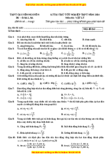 Đề thi thử tốt nghiệp Vật lí trường THPT Chuyên Nguyễn Du - Đăk Lăk năm 2024
