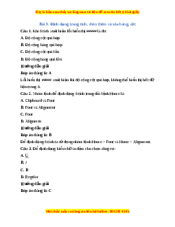 Trắc nghiệm Tin học 7 Bài 9 Chân trời sáng tạo: Định dạng trang tính, chèn thêm và xóa hàng, cột