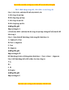 Trắc nghiệm Tin học 7 Bài 9 Chân trời sáng tạo: Định dạng trang tính, chèn thêm và xóa hàng, cột